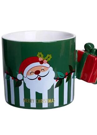 Чашка порцелянова новорічна merry christmas 400 (мл) зелена yiwu fm-cs-49gr