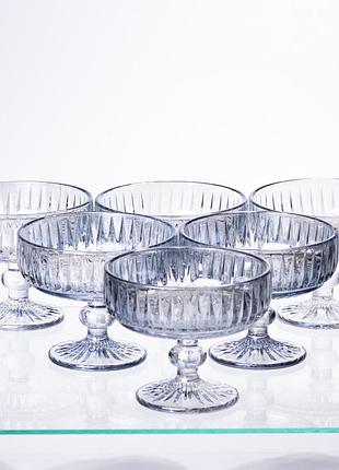 Набор креманок на ножке 6 шт 300 (мл) голубой hp-19-70