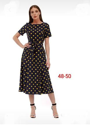 Чорне плаття в бежевий горох 16 (48 50)