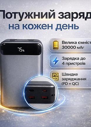 Зовнішній акумулятор king power kpg-316 30000 mah 22.5w з дисплеєм чорний