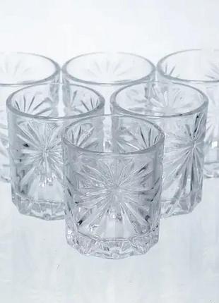Набор рюмок для настолок rocks glass 6 штук по 75 мл с рельефным узором hp-17-8