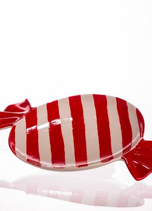 Новогодняя тарелка из фарфора в форме конфеты ø15,5 см cr-1-25