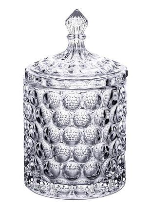 Цукерниця з кришкою 15 см ваза цукорниця кругла скляна hp-4-103