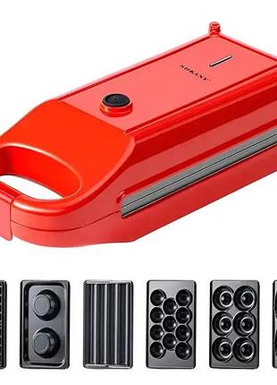Мультипекарь 6 в 1 sokany sk-bbq-836 700 вт антипригарное покрытие красный