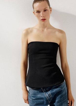 Черный топ бандо zara