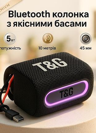 Колонка bluetooth бюджетна tg396, портативна bluetooth колонка з різнокольоровим підсвічуванням ip-39