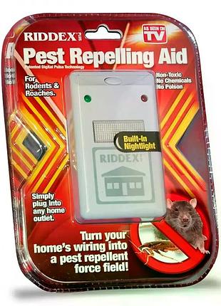 Ультразвуковой отпугиватель грызунов и насекомых riddex pest repelling 200 м2 • электронный прибор от мышей, крыс, тараканов и