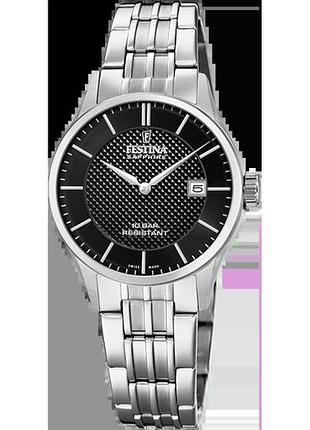Женские часы festina classics f20006/4 стальной корпус водозащита 100 м чёрный циферблат