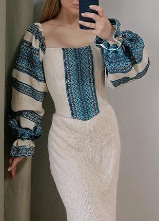 Вишиванка корсет з рукавами