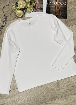 Белый лонгслив, реглан, кофта uniqlo, р.l-xl