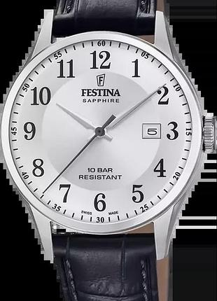 Мужские часы festina classics f20007/1 стальной корпус водозащита 100 м серебристый циферблат