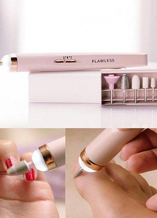 Фрезер домашній портативний для манікюру та педикюру flawless salon nails ∙ набір для манікюру фрезер – ручка з набором фрез, 5