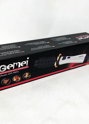 Расческа для укладки волос с вращающейся насадкой gemei gm-4826, фен щетка крутящаяся cb-97