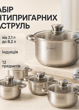 Комплект металевих каструль, набір посуду для електричних плит, універсальний комплект посуду для дому qt-14
