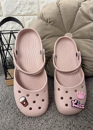Балетки жіночі крокс в рожевому кольорі crocs classic ballet quartz