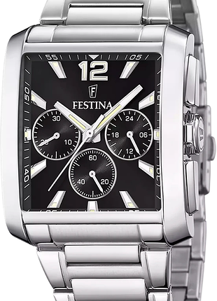 Мужские часы festina on the square f20635/4 стальной корпус чёрный циферблат