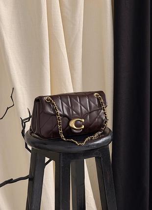 Жіноча міська сумка із шкіри coach класична сумочка коуч для жінки шкіряна сумка для дівчини через плече шоколадний