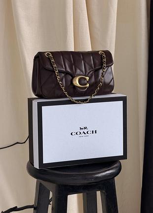 Шкіряна сумка для жінки coach жіноча сумка зі шкіри сумка коуч з ручкою та ремінцем через плече 26х17х8 см