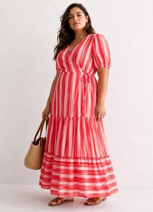 Літній розпродаж 💐яскрава максі сукня на запах в  смужку new look