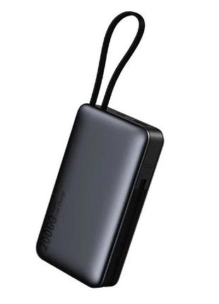 Внешний аккумулятор tugii y45 20000 ма·ч, pd 45 вт, qc 22,5 вт, встроенные кабели type-c и lightning для ноутбуков и телефонов