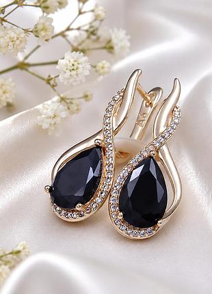 Сережки медзолото xuping jewelry 18k. 3 см.