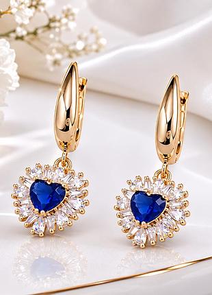 Серьги подвески сердечка, медзолото xp 18k. 3,4 см.