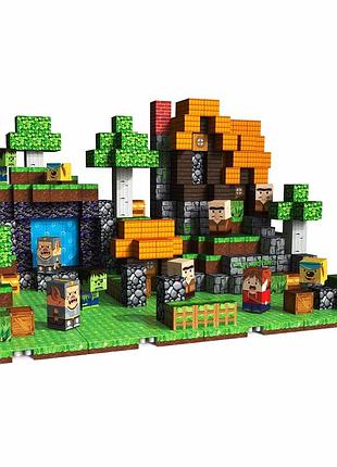 Магнітний конструктор minecraft 150 блоків + 4 магнітні підставки