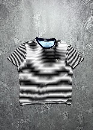 Vintage винтажная футболка fred perry фред перри big logo striped в полоску casual кэжуал size l размер л