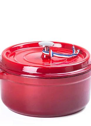 Кастрюля чугунная 3.5 л эмалированная ø24 см с крышкой hp-1-1-red