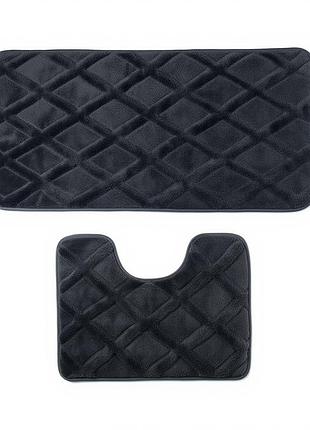 Набір килимків у ванну кімнату 2 штуки 40*50 / 50*80 см бавовняних темно-сірий 534-26-40gb