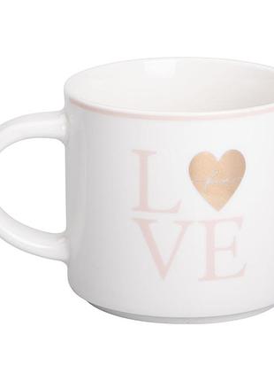 Чашка фарфоровая 350 (мл) для кофе и чая love белая rx-n240126wl