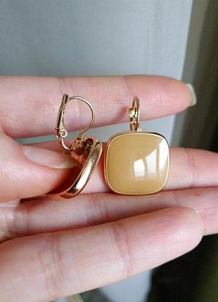 Сережки геометрія гірчичні сережки бежеві квадрат