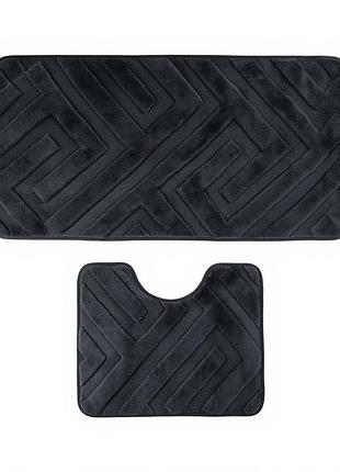 Набір килимків у ванну кімнату soft arches 2 штуки 40*50 / 50*80 см бавовняних темно-сірий 534-16-40gb