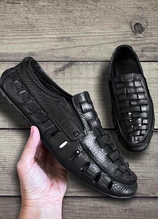 Мужские туфли мокасины с перфорацией silver кожаные из натуральной кожи leather