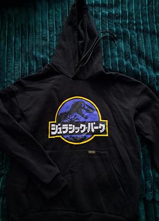 Худі jurassic park чорне утеплене