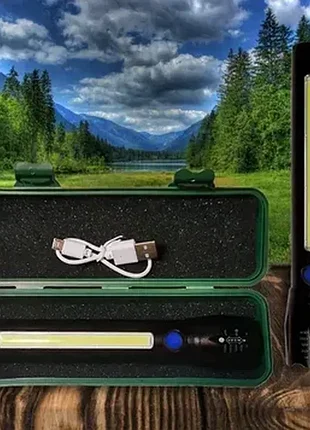 Ручной аккумуляторный фонарик led+cob, в пластиковом кейсе mx-c83 16,5 см