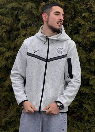 Зип-худи nike tech fleece psg серая