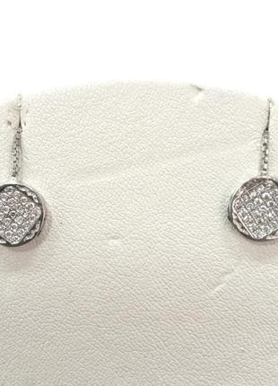 Серьги протяжки  круглые с фианитами