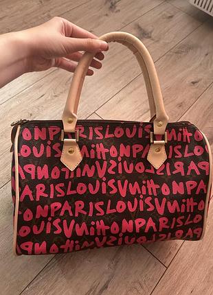 Сумка louis vuitton x stephen sprouse graffiti speedy 30 у яскраво-рожевому кольорі