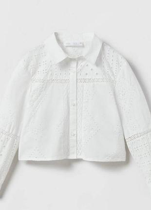 Біла сорочка з вишивкою укорочена zara 110 116