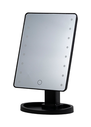 Зеркало косметическое 21х16 см 16 led черное hp-10-3ab