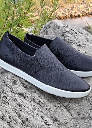 Чоловічі шкіряні чорні мокасини сліпони ecco leisure m, 46р.