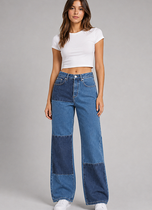 Незрівнянні джинси з контрастними вставками denim co