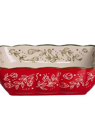 Форма для запекания vintage 600 мл квадратная с ручками красная hm04-13
