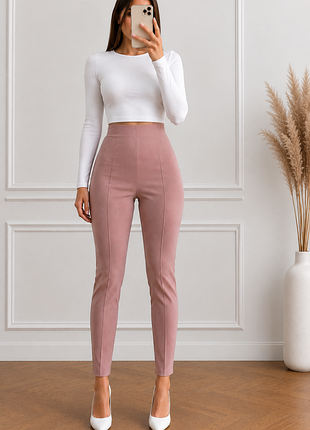 Жіночі брюки asos tall з високою посадкою, пудрово-рожеві 🌸