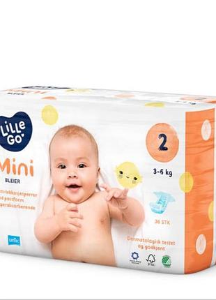 Гипоаллергенные эко-подгузники lillego' mini (размер 2, 3-6 кг), 36 шт