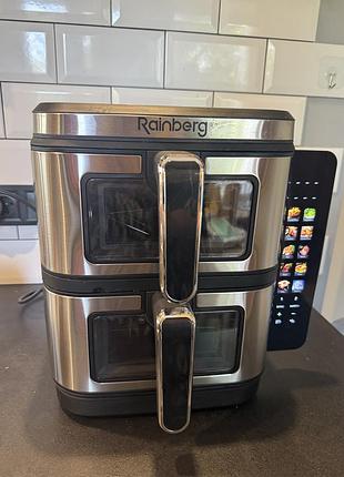 Аерогриль rainberg rb 2331 4800w з двома чашами 7,5+7,5 л сенсорне керування у новому стані