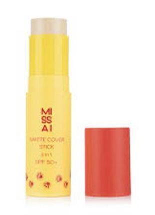 Тональная основа-стик для лица missai matte cover stick 3 in 1 spf 50+, тон 01, 10 г