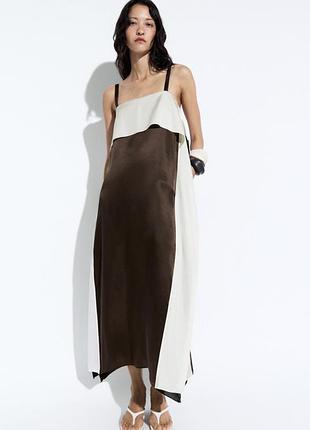 Сатиновое миди платье massimo dutti весна-лето 2026