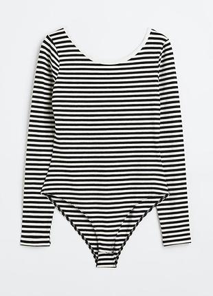 Полосатий лонг боді р.л h&m котон